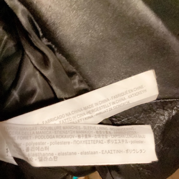 Zara Black Vegan Leather Jacket double breasted Zipper Stretch Sleek Design L - Picture 5 of 6